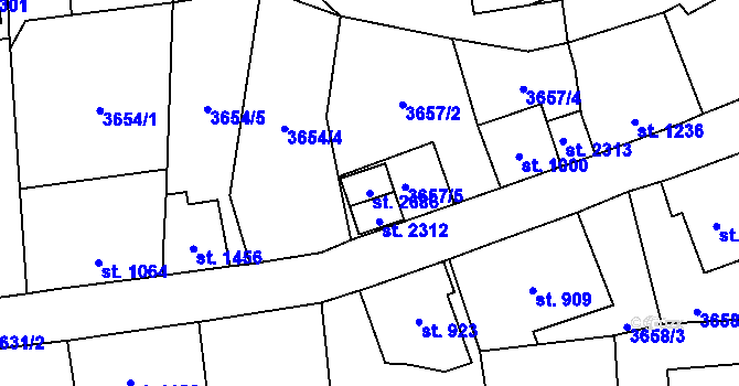 Parcela st. 2686 v KÚ Kraslice, Katastrální mapa