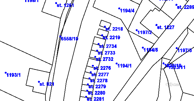 Parcela st. 2733 v KÚ Kraslice, Katastrální mapa