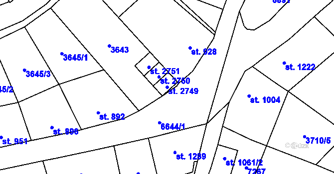 Parcela st. 2749 v KÚ Kraslice, Katastrální mapa