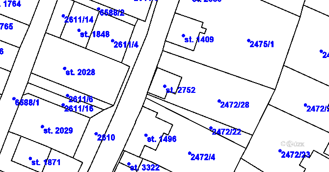 Parcela st. 2752 v KÚ Kraslice, Katastrální mapa