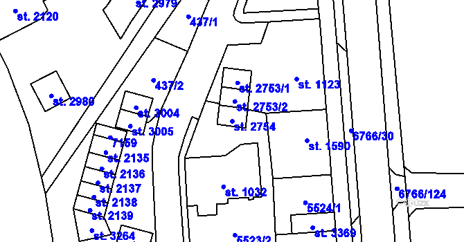 Parcela st. 2754 v KÚ Kraslice, Katastrální mapa