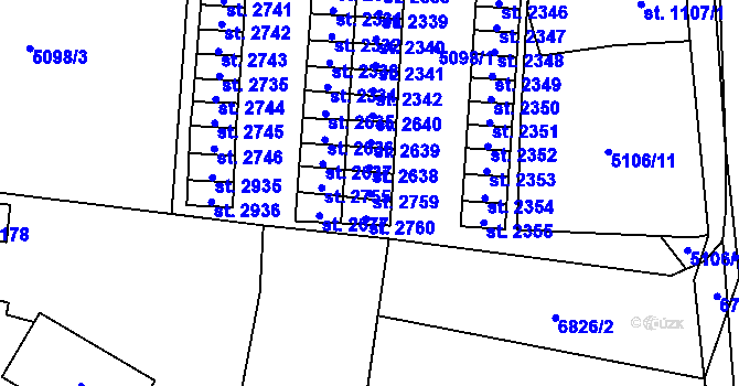 Parcela st. 2759 v KÚ Kraslice, Katastrální mapa