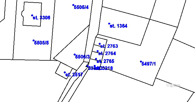 Parcela st. 2764 v KÚ Kraslice, Katastrální mapa