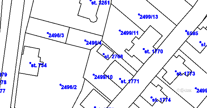 Parcela st. 2768 v KÚ Kraslice, Katastrální mapa