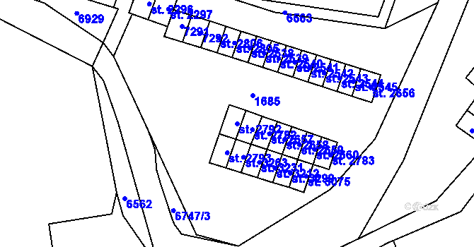 Parcela st. 2792 v KÚ Kraslice, Katastrální mapa