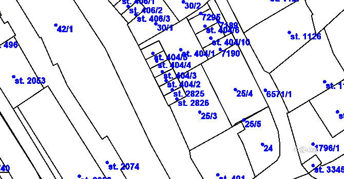 Parcela st. 2825 v KÚ Kraslice, Katastrální mapa