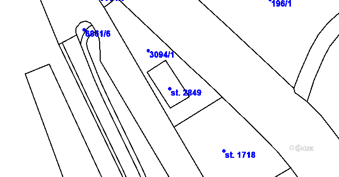 Parcela st. 2849 v KÚ Kraslice, Katastrální mapa