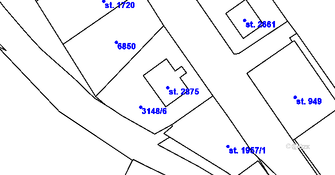 Parcela st. 2875 v KÚ Kraslice, Katastrální mapa