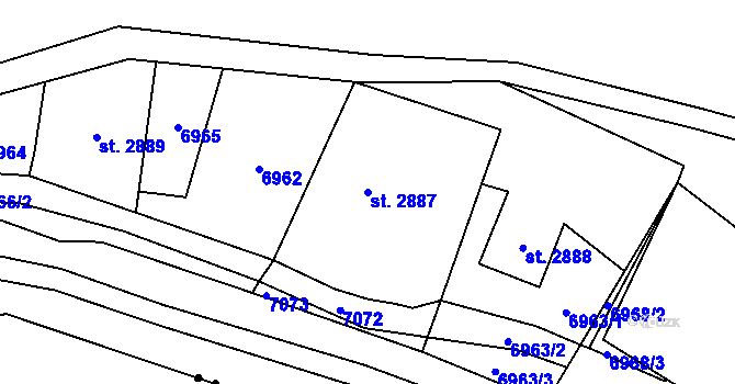 Parcela st. 2887 v KÚ Kraslice, Katastrální mapa