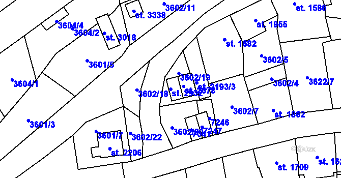 Parcela st. 2932 v KÚ Kraslice, Katastrální mapa
