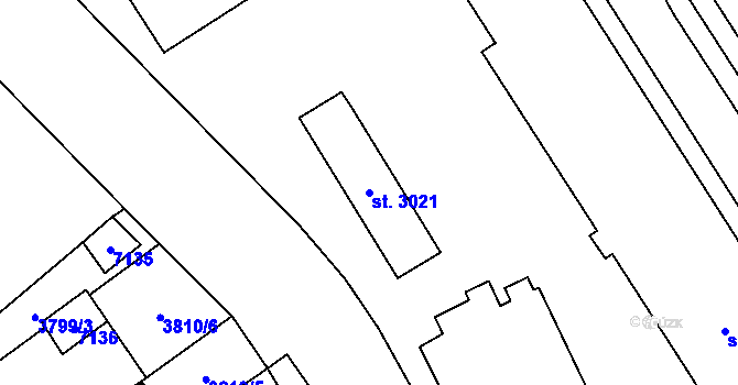 Parcela st. 3021 v KÚ Kraslice, Katastrální mapa