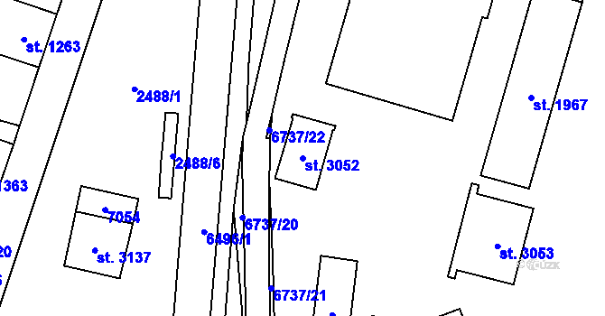 Parcela st. 3052 v KÚ Kraslice, Katastrální mapa