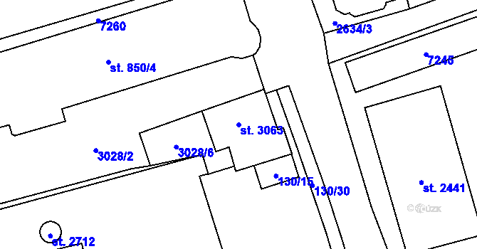 Parcela st. 3063 v KÚ Kraslice, Katastrální mapa