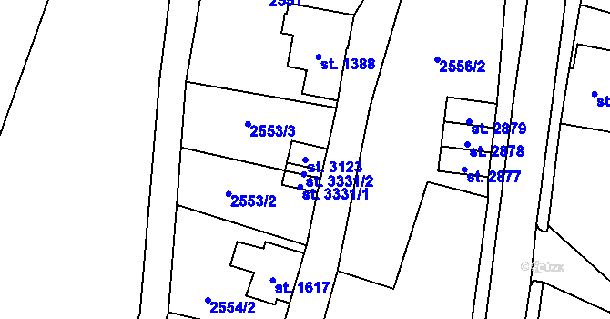 Parcela st. 3123 v KÚ Kraslice, Katastrální mapa