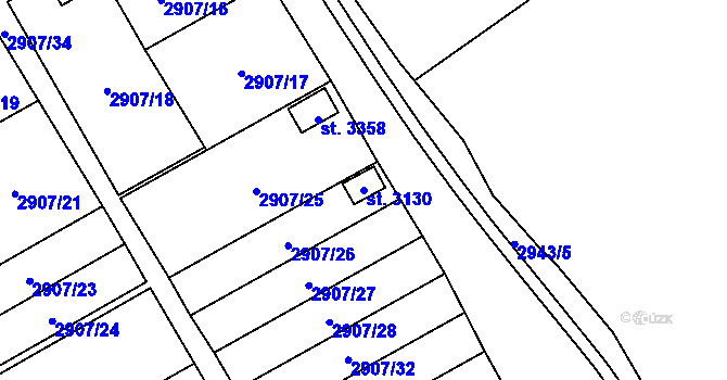 Parcela st. 3130 v KÚ Kraslice, Katastrální mapa