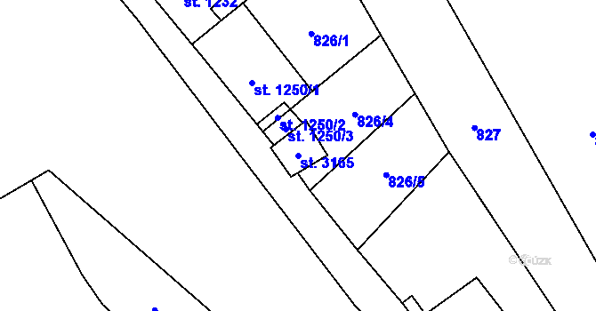 Parcela st. 3165 v KÚ Kraslice, Katastrální mapa