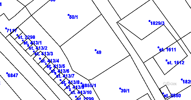 Parcela st. 49 v KÚ Kraslice, Katastrální mapa
