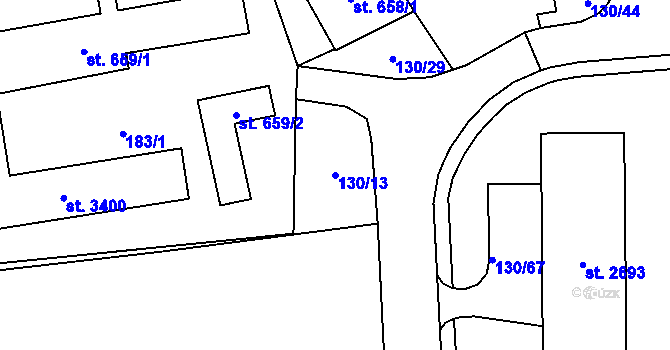 Parcela st. 130/13 v KÚ Kraslice, Katastrální mapa