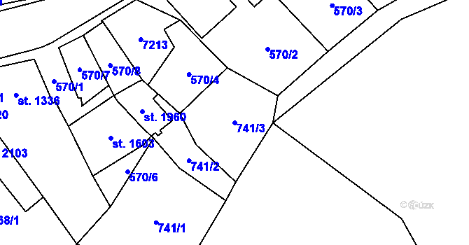 Parcela st. 741/3 v KÚ Kraslice, Katastrální mapa
