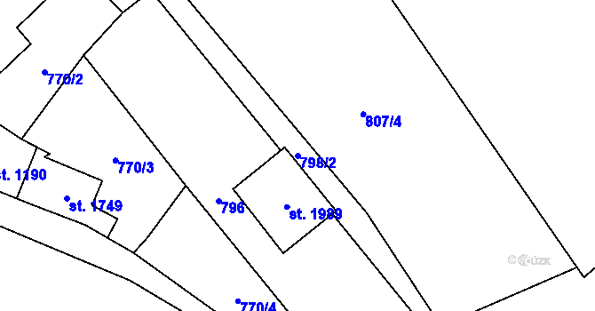 Parcela st. 798/2 v KÚ Kraslice, Katastrální mapa