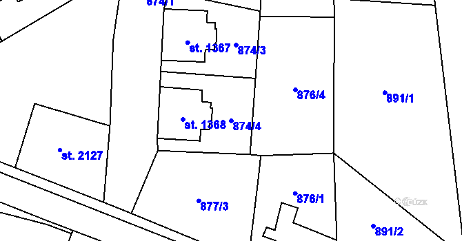 Parcela st. 874/4 v KÚ Kraslice, Katastrální mapa