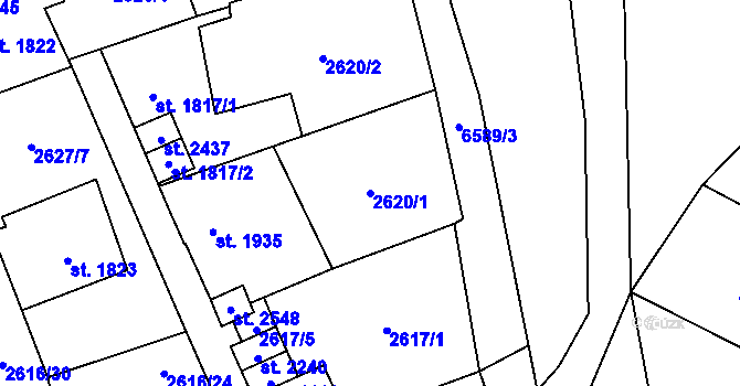 Parcela st. 2620/1 v KÚ Kraslice, Katastrální mapa