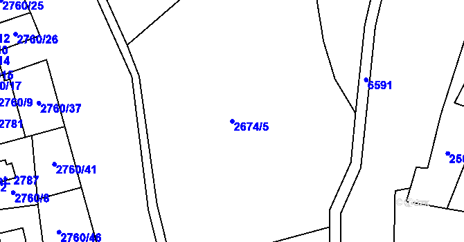 Parcela st. 2674/5 v KÚ Kraslice, Katastrální mapa