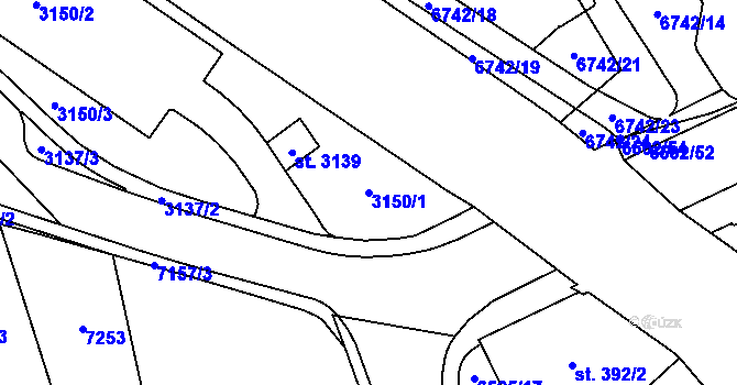 Parcela st. 3150/1 v KÚ Kraslice, Katastrální mapa