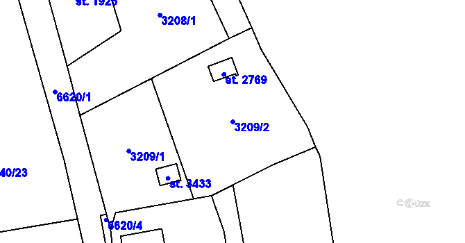 Parcela st. 3209/2 v KÚ Kraslice, Katastrální mapa