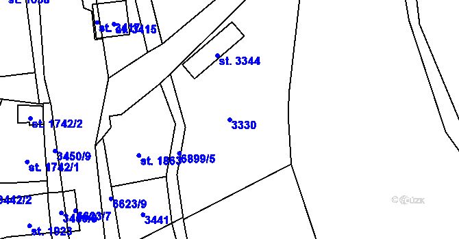 Parcela st. 3330 v KÚ Kraslice, Katastrální mapa