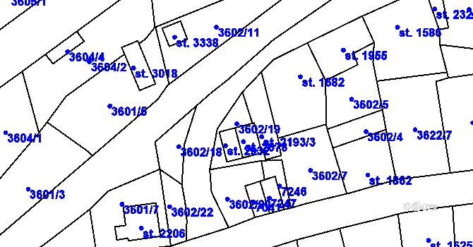 Parcela st. 3602/19 v KÚ Kraslice, Katastrální mapa
