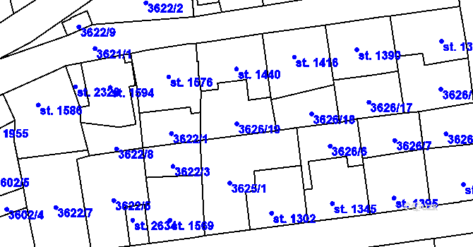 Parcela st. 3626/19 v KÚ Kraslice, Katastrální mapa