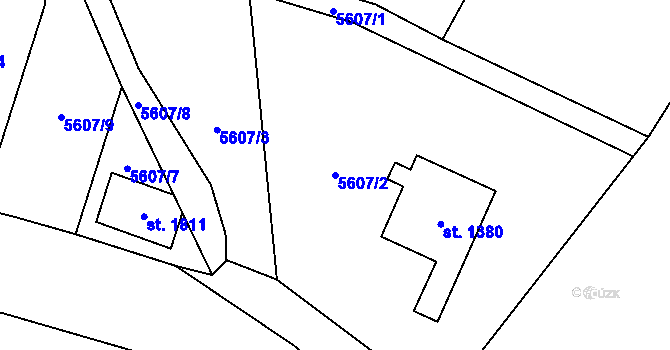 Parcela st. 5607/2 v KÚ Kraslice, Katastrální mapa