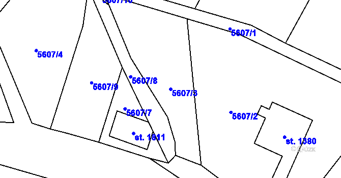 Parcela st. 5607/3 v KÚ Kraslice, Katastrální mapa
