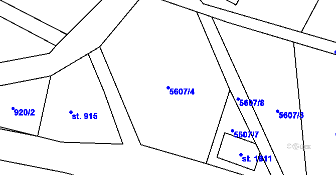 Parcela st. 5607/4 v KÚ Kraslice, Katastrální mapa