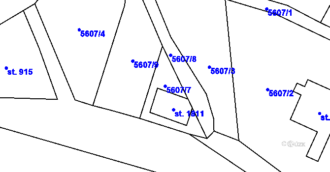 Parcela st. 5607/7 v KÚ Kraslice, Katastrální mapa