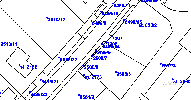 Parcela st. 6496/5 v KÚ Kraslice, Katastrální mapa