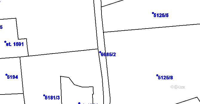 Parcela st. 6685/2 v KÚ Kraslice, Katastrální mapa