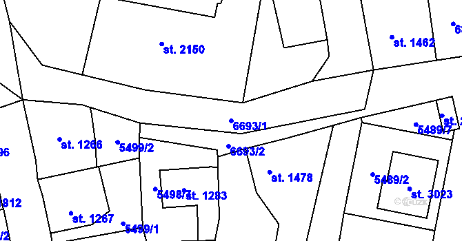 Parcela st. 6693/1 v KÚ Kraslice, Katastrální mapa