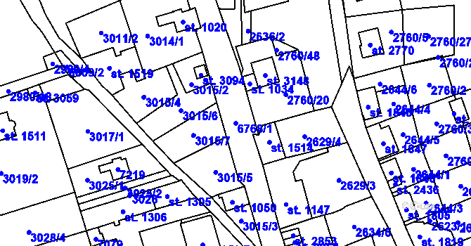 Parcela st. 6768/1 v KÚ Kraslice, Katastrální mapa