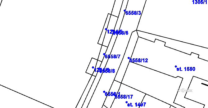 Parcela st. 6558/7 v KÚ Kraslice, Katastrální mapa