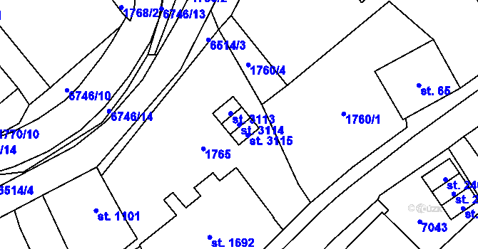 Parcela st. 3114 v KÚ Kraslice, Katastrální mapa