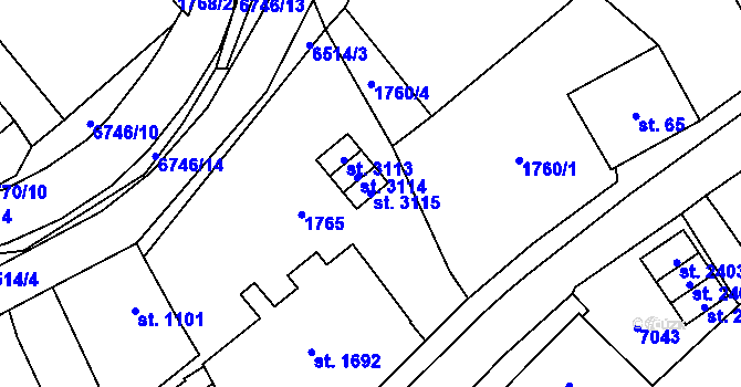 Parcela st. 3115 v KÚ Kraslice, Katastrální mapa