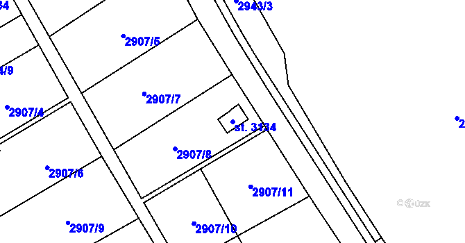 Parcela st. 3134 v KÚ Kraslice, Katastrální mapa