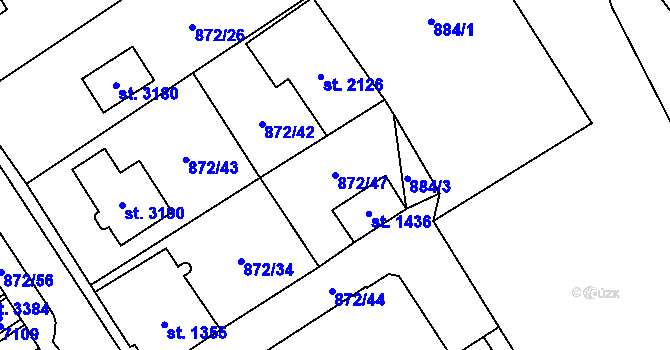 Parcela st. 872/47 v KÚ Kraslice, Katastrální mapa
