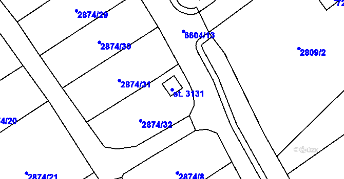 Parcela st. 3131 v KÚ Kraslice, Katastrální mapa