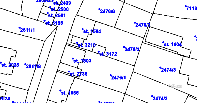 Parcela st. 3172 v KÚ Kraslice, Katastrální mapa