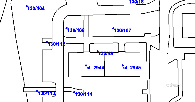 Parcela st. 130/49 v KÚ Kraslice, Katastrální mapa