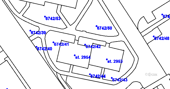 Parcela st. 6742/42 v KÚ Kraslice, Katastrální mapa