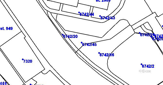 Parcela st. 6742/45 v KÚ Kraslice, Katastrální mapa